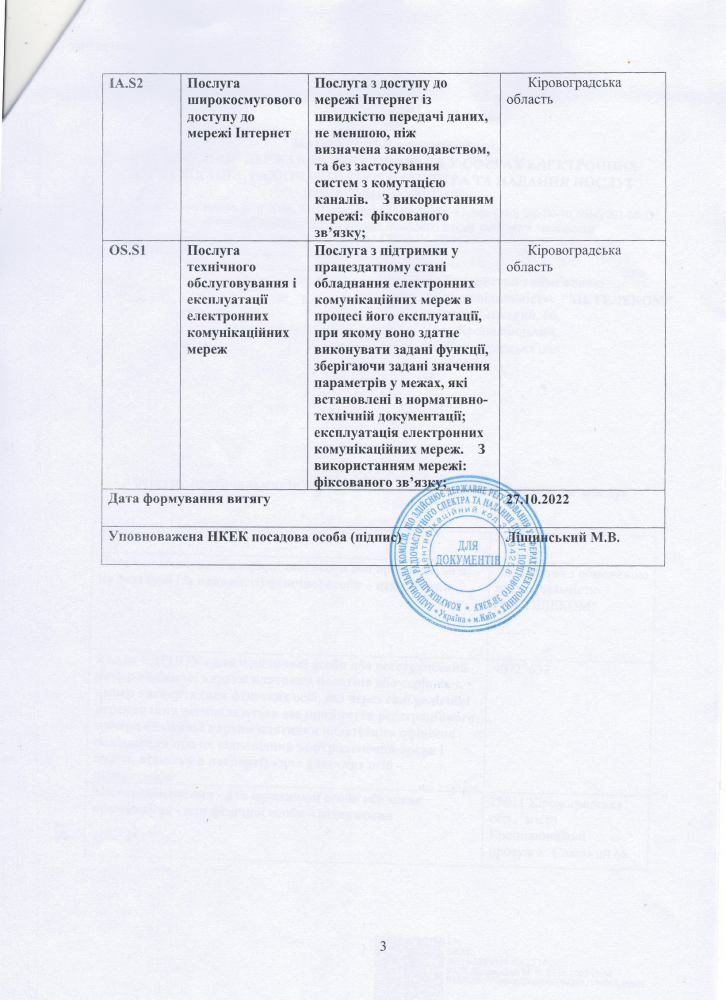 Витяг з реєстру постачальників, сторінка 3